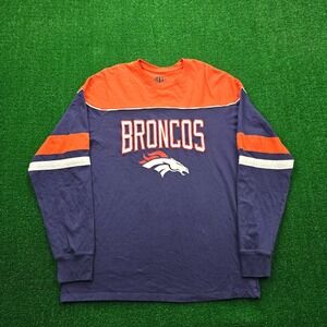 Denver‎ Broncos Shirt Mens Large Blue Orange Long Sleeve NFL Football Sports